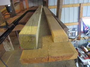 lot 407 image: (6) nice sized Pieces of Lumber. Sizes listed within listing