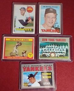 lot 28 image: (4) Vintage Yankee Cards  Munson Reprint
