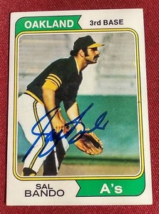 lot 31 image: In Person Signed 1974 Sal Bando Card