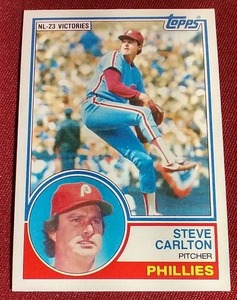 lot 34 image: 1983 Steve Carlton Blank Back Error Card