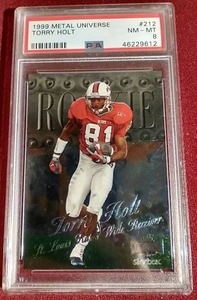 lot 50 image: 1999 Metal Universe Torry Holt Rookie Card - PSA 8