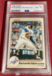 lot 62 image: 1983 Fleer Fernando Valenzuela - PSA 8