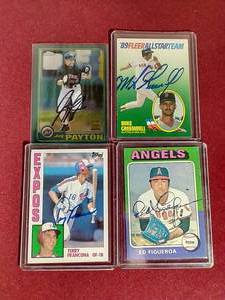 lot 71 image: (4) Autographed Baseball Cards