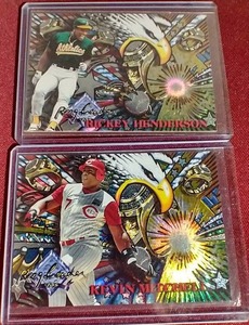 lot 83 image: (2) Cool 1995 Topps Insert Cards - Rickey Henderson