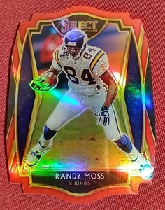 lot 121 image: 2020 Premier Level Prizm Randy Moss Die Cut Card
