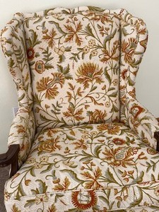 lot 23 image: Very Nice Vintage Upholstered High Back Arm Chair by Kindel
