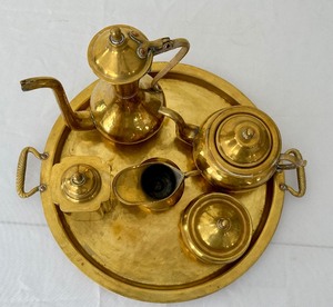 lot 33 image: Vintage Brass Tea Set