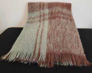 lot 55 image: Lush Minty Green & Chocolate Brown Mohair-Blend Throw