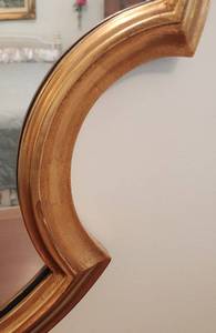 lot 10 image: Large Fleur-de-lis Inspired Mirror in Gold-Painted Frame
