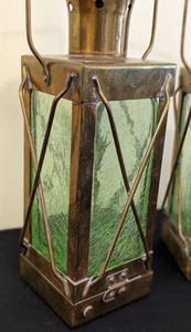 lot 210 image: Pair of Brass LanternDecanters