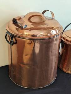lot 215 image: Pair of Large Vintage Copper Pots