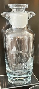 lot 12 image: Vintage Kjellander Etched Decanter Set - Kjellander Etched Decanter with Five Kjellander Etched Tumblers