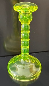 lot 107A image: Vintage Vaseline Glass Candlestick Holder