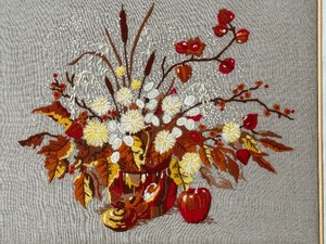 lot 122 image: Vintage Framed Floral Needlepoint