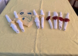 lot 130 image: Vintage Table Cloth and Napkin Rings