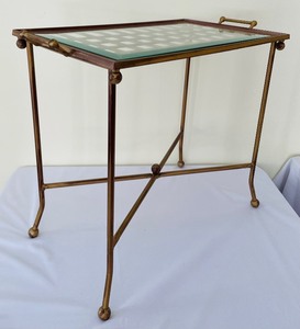 lot 166 image: Vintage Removable Glass Tray Top Table