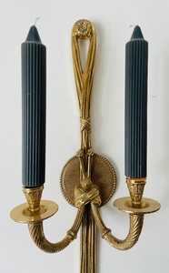 lot 182 image: Pair of Vintage Brass Wall Mount Candle Holders