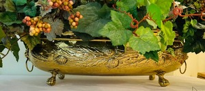 lot 194 image: Fabulous Faux Greenery Arrangement in Brass Vessel
