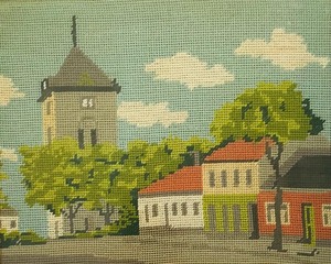 lot 253 image: Vintage Framed Needlepoint