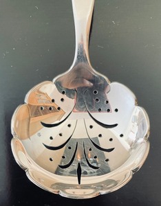 lot 266 image: Danish Sterling Silver Pierced Serving Spoon