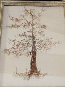 lot 295 image: Three Framed Tree Watercolor Paintings by Lynne