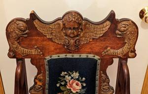 lot 304 image: Antique Carved Wood Armchair