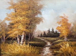 lot 229 image: Framed Scenic Autumn Oil Painting by Langdon