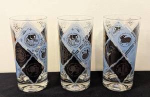 lot 237 image: Set of Three Vintage Zodiac Tumbler Glasses