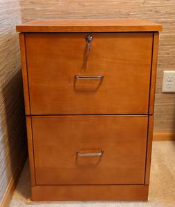 lot 240 image: Wood Two Drawer File Cabinet