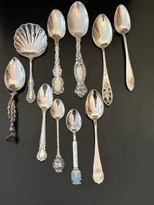 lot 338 image: Variety of Vintage Sterling Silver Spoons