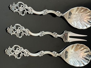 lot 143 image: Three Norwegian (830) Utensils including a Norwegian Sterling Lemon Fork
