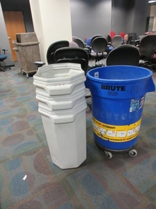 lot 155 image: EMPAK AND RUBBERMAID TRASH CONTAINERS