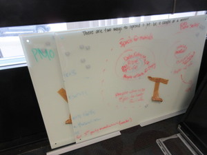 lot 277 image: LARGE, MAGNETIC,  GLASS WHITE BOARDS WITH MOUNTING HARDWARE