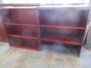 lot 220 image: CHERRY HUTCH AND BOOKCASE