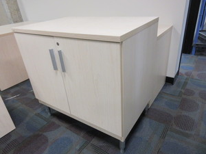 lot 222 image: STEELCASE WHITEWASHED STORAGE CABINET