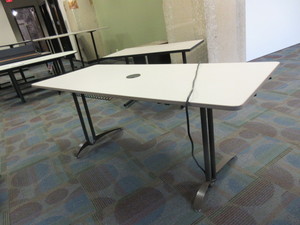 lot 334 image: VERSTEEL TABLE WITH POWER GROMMET, CABLE TRAY AND GANGING CAPABILITY