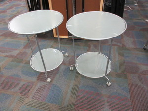 lot 337 image: CONTEMPORARY ROLLING GLASS TABLES