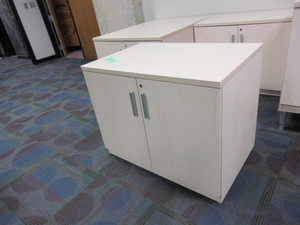 lot 224 image: STEELCASE WHITEWASHED STORAGE CABINET