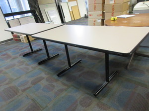 lot 318 image: JOHNSON INDIUSTRIES LAMINATE TOP WORK TABLES