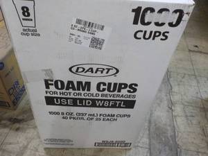 lot 16 image: Case of 1000 - 8 oz Foam Cups for H...