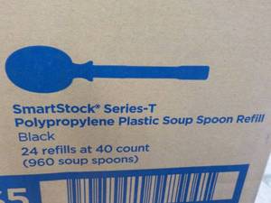 lot 48 image: Dixie 960 Black Plastic Soup Spoons...