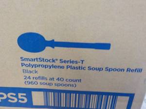 lot 50 image: Dixie 960 Black Plastic Soup Spoons...