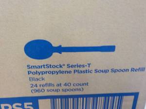 lot 51 image: Dixie 960 Black Plastic Soup Spoons...
