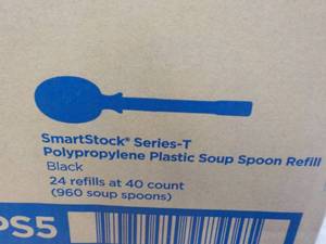 lot 53 image: Dixie 960 Black Plastic Soup Spoons...