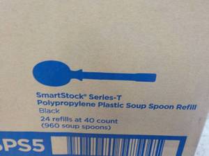 lot 54 image: Dixie 960 Black Plastic Soup Spoons...