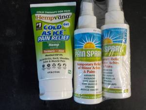 lot 100 image: Cold as Ice Gel and Pain Spray...