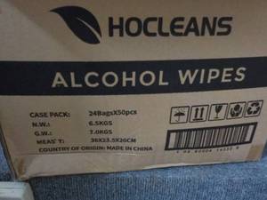 lot 131 image: Case of 1200 Ho Cleans Alcohol Wipe...