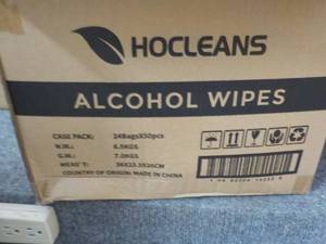 lot 132 image: Case of 1200 Ho Cleans Alcohol Wipe...