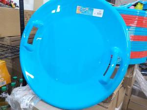 lot 236 image: 5 Blue or Red Snow Saucer Sleds...