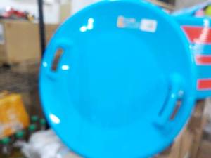 lot 238 image: 5 Blue or Red Snow Saucer Sleds...